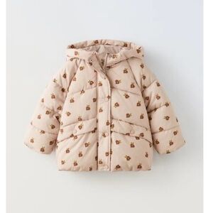 Zara Kids Beige Floral Puffer Jacket